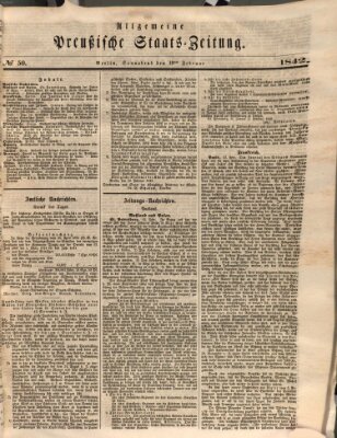 Allgemeine preußische Staats-Zeitung Samstag 19. Februar 1842