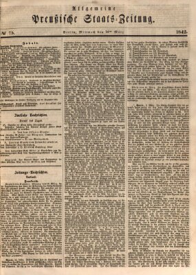 Allgemeine preußische Staats-Zeitung Mittwoch 16. März 1842