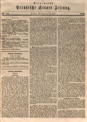 Allgemeine preußische Staats-Zeitung Freitag 3. Juni 1842