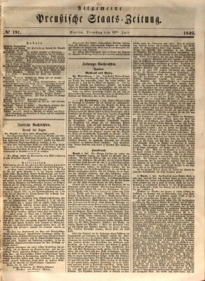Allgemeine preußische Staats-Zeitung Dienstag 12. Juli 1842