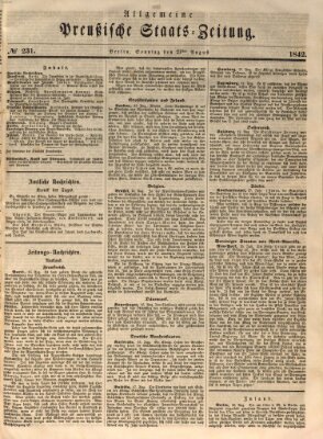 Allgemeine preußische Staats-Zeitung Sonntag 21. August 1842