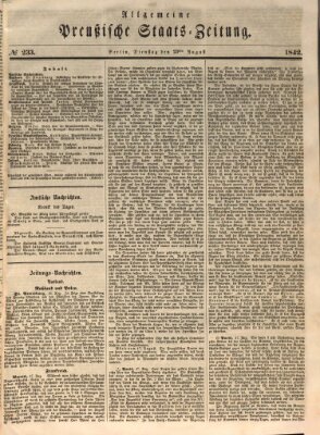 Allgemeine preußische Staats-Zeitung Dienstag 23. August 1842