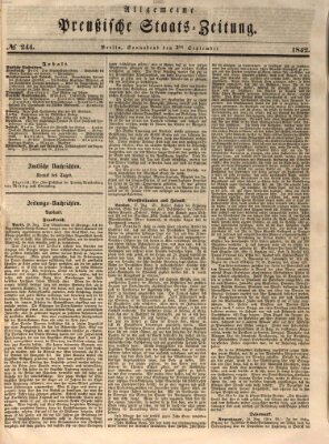 Allgemeine preußische Staats-Zeitung Samstag 3. September 1842