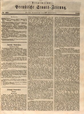 Allgemeine preußische Staats-Zeitung Samstag 24. September 1842