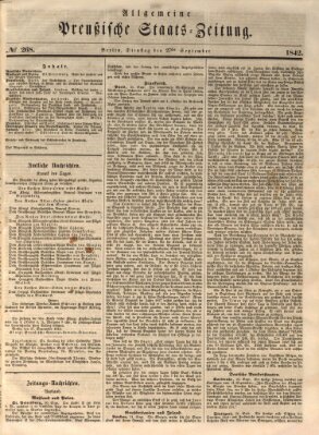Allgemeine preußische Staats-Zeitung Dienstag 27. September 1842