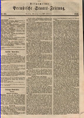Allgemeine preußische Staats-Zeitung Montag 31. Oktober 1842