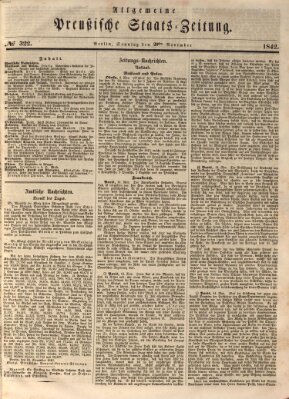 Allgemeine preußische Staats-Zeitung Sonntag 20. November 1842