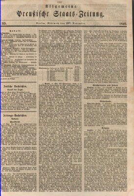 Allgemeine preußische Staats-Zeitung Mittwoch 23. November 1842