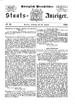 Königlich Preußischer Staats-Anzeiger (Allgemeine preußische Staats-Zeitung) Sonntag 25. Januar 1852