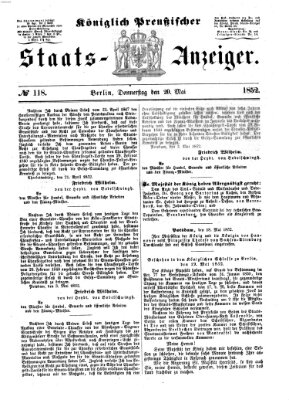 Königlich Preußischer Staats-Anzeiger (Allgemeine preußische Staats-Zeitung) Donnerstag 20. Mai 1852