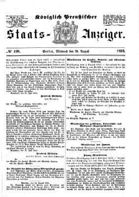 Königlich Preußischer Staats-Anzeiger (Allgemeine preußische Staats-Zeitung) Mittwoch 25. August 1852