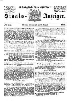 Königlich Preußischer Staats-Anzeiger (Allgemeine preußische Staats-Zeitung) Samstag 28. August 1852