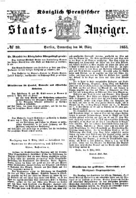 Königlich Preußischer Staats-Anzeiger (Allgemeine preußische Staats-Zeitung) Donnerstag 10. März 1853
