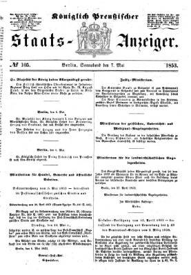 Königlich Preußischer Staats-Anzeiger (Allgemeine preußische Staats-Zeitung) Samstag 7. Mai 1853