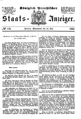 Königlich Preußischer Staats-Anzeiger (Allgemeine preußische Staats-Zeitung) Samstag 14. Mai 1853