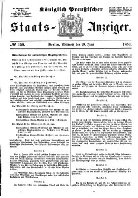 Königlich Preußischer Staats-Anzeiger (Allgemeine preußische Staats-Zeitung) Mittwoch 29. Juni 1853