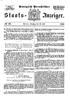 Königlich Preußischer Staats-Anzeiger (Allgemeine preußische Staats-Zeitung) Dienstag 19. Juli 1853