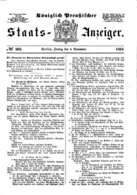 Königlich Preußischer Staats-Anzeiger (Allgemeine preußische Staats-Zeitung) Freitag 4. November 1853