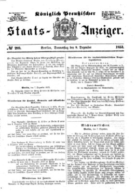Königlich Preußischer Staats-Anzeiger (Allgemeine preußische Staats-Zeitung) Donnerstag 8. Dezember 1853