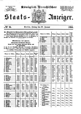 Königlich Preußischer Staats-Anzeiger (Allgemeine preußische Staats-Zeitung) Freitag 27. Januar 1854