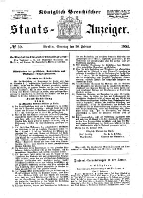 Königlich Preußischer Staats-Anzeiger (Allgemeine preußische Staats-Zeitung) Sonntag 26. Februar 1854