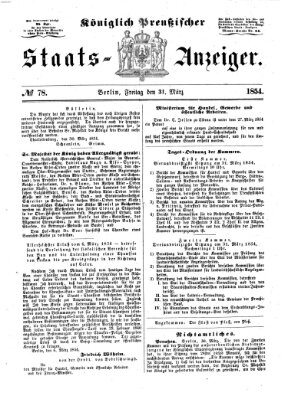 Königlich Preußischer Staats-Anzeiger (Allgemeine preußische Staats-Zeitung) Freitag 31. März 1854