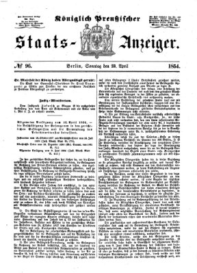 Königlich Preußischer Staats-Anzeiger (Allgemeine preußische Staats-Zeitung) Sonntag 23. April 1854
