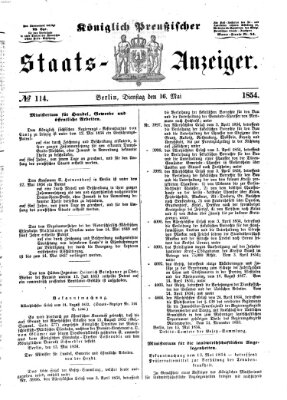 Königlich Preußischer Staats-Anzeiger (Allgemeine preußische Staats-Zeitung) Dienstag 16. Mai 1854