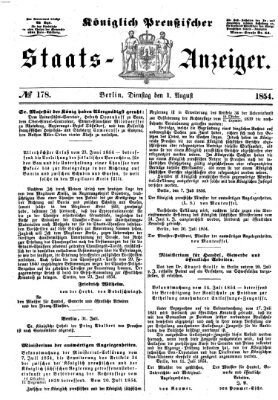 Königlich Preußischer Staats-Anzeiger (Allgemeine preußische Staats-Zeitung) Dienstag 1. August 1854