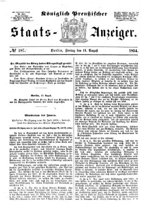 Königlich Preußischer Staats-Anzeiger (Allgemeine preußische Staats-Zeitung) Freitag 11. August 1854