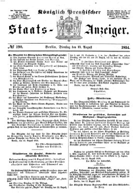 Königlich Preußischer Staats-Anzeiger (Allgemeine preußische Staats-Zeitung) Dienstag 15. August 1854
