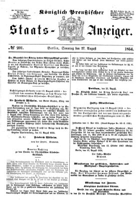 Königlich Preußischer Staats-Anzeiger (Allgemeine preußische Staats-Zeitung) Sonntag 27. August 1854