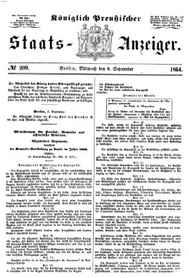 Königlich Preußischer Staats-Anzeiger (Allgemeine preußische Staats-Zeitung) Mittwoch 6. September 1854
