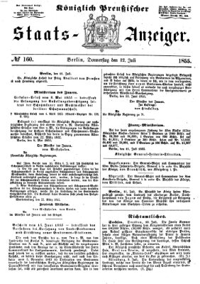Königlich Preußischer Staats-Anzeiger (Allgemeine preußische Staats-Zeitung) Donnerstag 12. Juli 1855