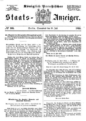 Königlich Preußischer Staats-Anzeiger (Allgemeine preußische Staats-Zeitung) Samstag 21. Juli 1855