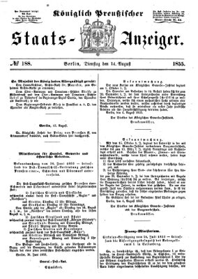 Königlich Preußischer Staats-Anzeiger (Allgemeine preußische Staats-Zeitung) Dienstag 14. August 1855