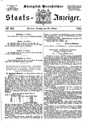 Königlich Preußischer Staats-Anzeiger (Allgemeine preußische Staats-Zeitung) Dienstag 30. Oktober 1855