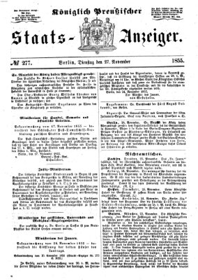 Königlich Preußischer Staats-Anzeiger (Allgemeine preußische Staats-Zeitung) Dienstag 27. November 1855