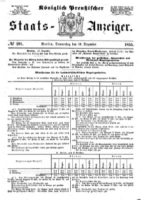 Königlich Preußischer Staats-Anzeiger (Allgemeine preußische Staats-Zeitung) Donnerstag 13. Dezember 1855