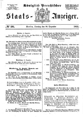 Königlich Preußischer Staats-Anzeiger (Allgemeine preußische Staats-Zeitung) Dienstag 18. Dezember 1855