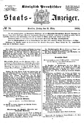 Königlich Preußischer Staats-Anzeiger (Allgemeine preußische Staats-Zeitung) Freitag 21. März 1856
