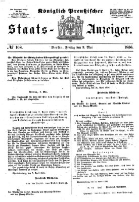 Königlich Preußischer Staats-Anzeiger (Allgemeine preußische Staats-Zeitung) Freitag 9. Mai 1856