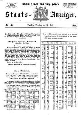Königlich Preußischer Staats-Anzeiger (Allgemeine preußische Staats-Zeitung) Dienstag 15. Juli 1856