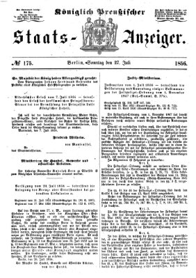 Königlich Preußischer Staats-Anzeiger (Allgemeine preußische Staats-Zeitung) Sonntag 27. Juli 1856