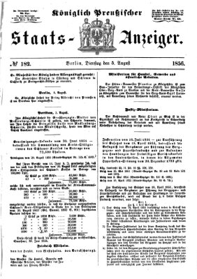 Königlich Preußischer Staats-Anzeiger (Allgemeine preußische Staats-Zeitung) Dienstag 5. August 1856