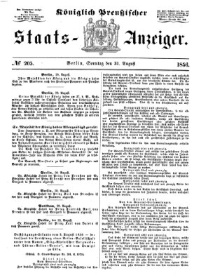 Königlich Preußischer Staats-Anzeiger (Allgemeine preußische Staats-Zeitung) Sonntag 31. August 1856