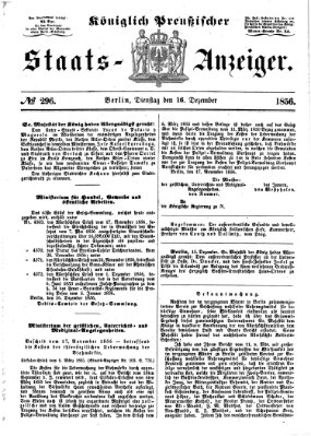 Königlich Preußischer Staats-Anzeiger (Allgemeine preußische Staats-Zeitung) Dienstag 16. Dezember 1856