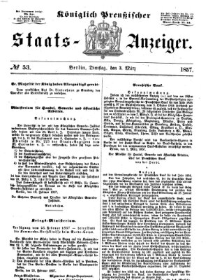 Königlich Preußischer Staats-Anzeiger (Allgemeine preußische Staats-Zeitung) Dienstag 3. März 1857