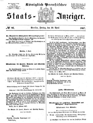 Königlich Preußischer Staats-Anzeiger (Allgemeine preußische Staats-Zeitung) Freitag 10. April 1857