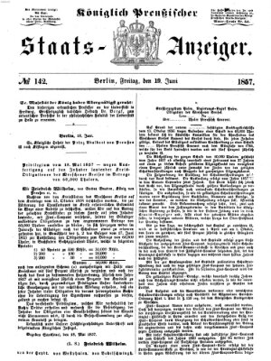 Königlich Preußischer Staats-Anzeiger (Allgemeine preußische Staats-Zeitung) Freitag 19. Juni 1857